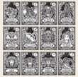 Beautiful black and white pre-made cards with zodiac signs illustrations