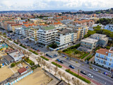 Fototapeta Morze - Aerial view landscape Italy Pescara. View of the city, buildings and architecture. Street, promenade, urban space.