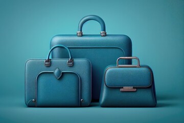 Wall Mural - business suitcases for traveling on blue background, created with generative ai