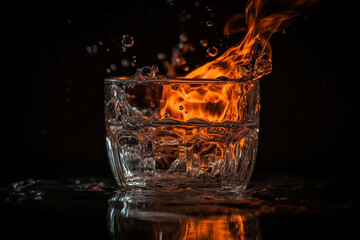 Poster - water with fire. Generative AI