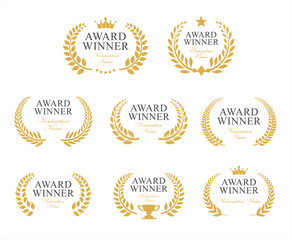 Wall Mural - award winner emblem collection of gold laurel wreath
