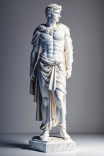 Ancient Historical Human Spartan Warrior Statue, Museum Statue, Marble Sculpture, Neoclassicism. Generative AI