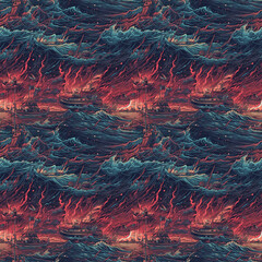 Boats during a storm in the ocean. AI generative illustration.