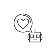 Poster - Chatbot with Heart sign in Speech Bubble vector Like concept linear icon