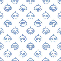 Smiling Chatbot Head vector concept outline seamless pattern