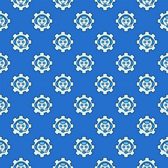 Sticker - Chatbot in Gear vector Bot Settings colored seamless pattern