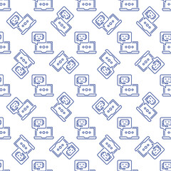 Poster - Chatbot and Laptop Computer vector Online Support Service seamless pattern