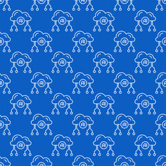 Sticker - AI Cloud vector Artificial Intelligence line blue seamless pattern