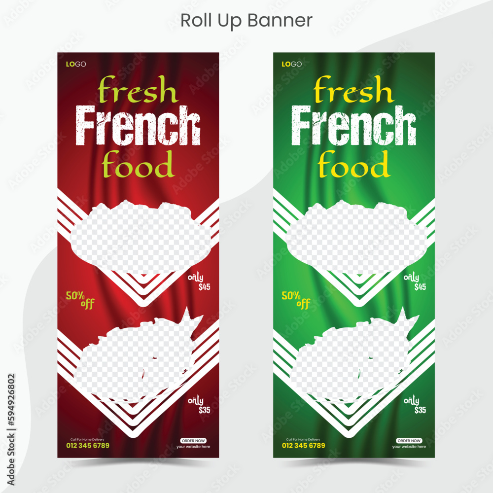Fast food roll up banner restaurant menu template Design brochure ...
