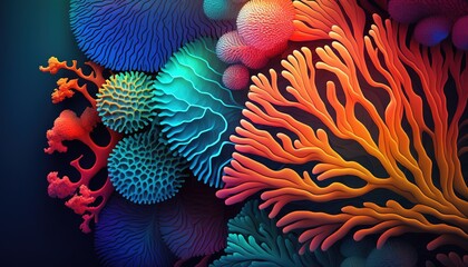 Wall Mural - Illustration of a colorful abstract backdrop with coral Generative AI