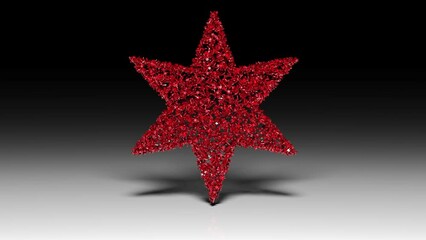 Wall Mural - big red glittering star loop. a mass of little stars form one big one. loops.