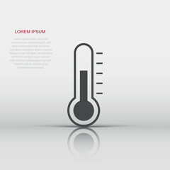 Wall Mural - Vector thermometer icon in flat style. Goal sign illustration pictogram. Thermometer business concept.