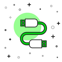 Canvas Print - Filled outline USB cable cord icon isolated on white background. Connectors and sockets for PC and mobile devices. Vector