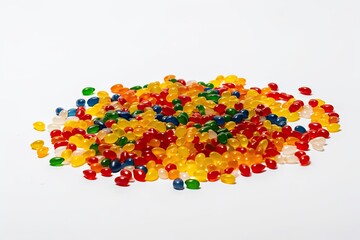 Poster - colorful pile of gummy bears on a plain white background. Generative AI