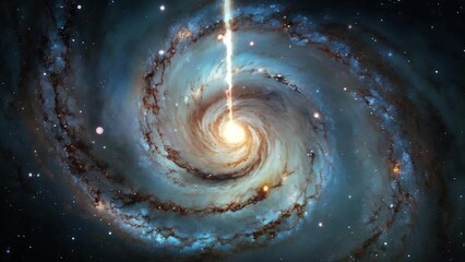 Wall Mural - beautiful spiral galaxy blue with beam 4k - concept art