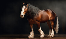 Photo Of Clydesdale, Heavy Draft-horse Breed On Black Background. Generative AI