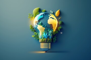 Wall Mural - Eco friendly lightbulb background, Sustainable and Renewable energy concept. Generative Ai