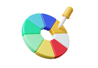 Tool suck catalog colors palette guide icon use in design program floating on purple background. Minimal cartoon cute smooth, samples gradient graphic. 3d render
