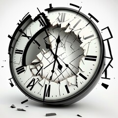 broken clock on a white background