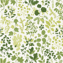 Wall Mural - Leafy. Seamless pattern. Vector vintage illustration. 