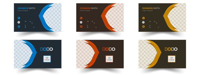 Modern Creative And Clean Business Card Design Template, Vector fashion background design with information sample text. Modern corporate stationary id layout with geometric lines

