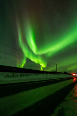 Wall Mural - aurora borealis northern lights lapland night landscape