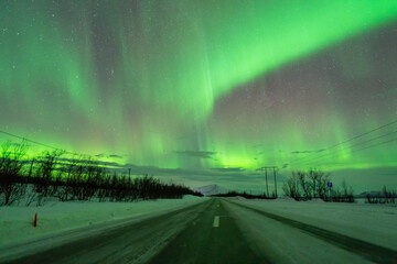Wall Mural - aurora borealis northern lights lapland night landscape