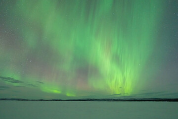 Wall Mural - aurora borealis northern lights lapland night landscape
