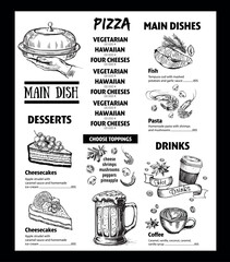 Poster - Menu restaurant brochure. Flyer with hand-drawn graphic.	
