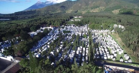 Canvas Print - Cemetery in Antigua City in Guatemala. Drone Point of View