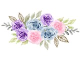 Fototapeta Kwiaty - Rose Watercolor Illustration painting bouquet blossom plants