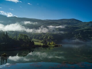 Sticker - Beautiful view of Eriste water reservoir, Benasque valley, Pyrenees, Spain