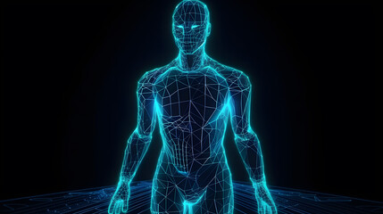 human hologram 3d geometric ,generative ai