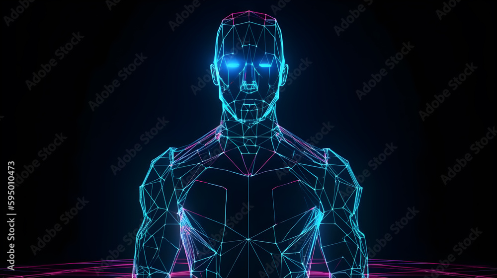 hologram human 3d model illustration ,generative ai Stock Illustration ...