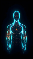 hologram human 3d model illustration ,generative ai