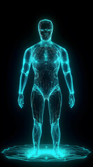 hologram human 3d model illustration ,generative ai