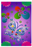 Fototapeta  - composition with a butterfly on a background of purple color