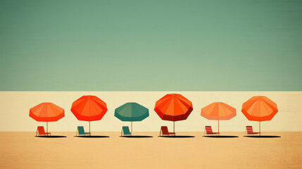 Wall Mural - minimal tropical beach background. retro tone color style. summer holiday and travel vacation concep