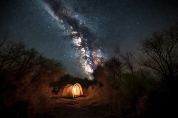 Wall Mural - off-the-beaten-path destination with a view of the night sky, filled with stars and galaxies, create