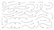© masha stone - Hand drawn thin line arrows set. Vector curvy and wavy arrows isolated on white background.