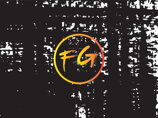 Minimalist Brush FG Letter Logo, Hand Drawn Fg gf Gradient Logo With Brush Black Background