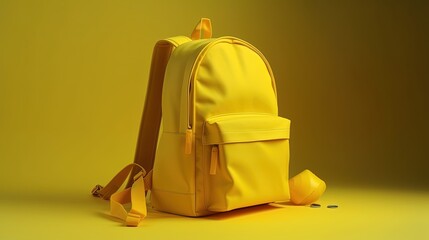 Vivid Style: Yellow Backpack Mockup Design. Generative AI