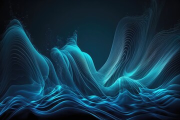 blue abstract liquid wave background with blurred lines of motion, creating futuristic digital effect, created with generative ai