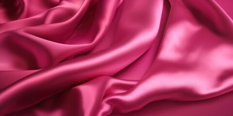 Light pale burgundy silk satin. Pink Berry color. Luxury elegant background for design. Creases in fabric. Drapery. Shiny smooth silky surface. Wedding, romance. Wide banner. Panoramic