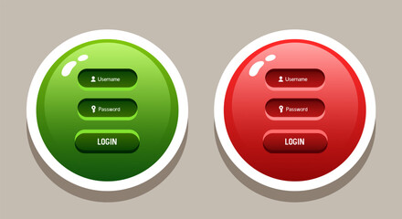 Login form. Cartoon 3d form for video games or website. Vector clipart.