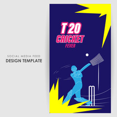 Vector illustration of T-20 Cricket Tournament 2023 social media story feed mockup template