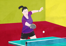 Woman Playing Table Tennis