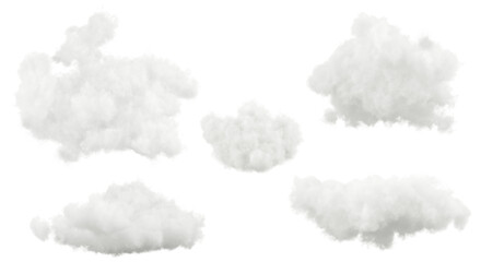 Aufkleber - Smooth soft clouds shapes isolated transparent backgrounds 3d render png