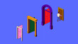 © IKON Images - Man opening dull door after passing through colourful doors