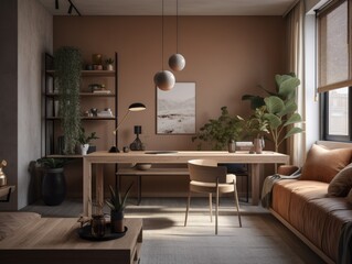 working room for home interior architecture with a minimalist style